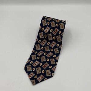 Jos. A. Bank Necktie Navy Blue Executive Collection 100% Silk Hand Sewn USA